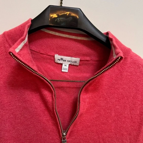 Peter Millar Men's Pink Quarter-Zip Sweater